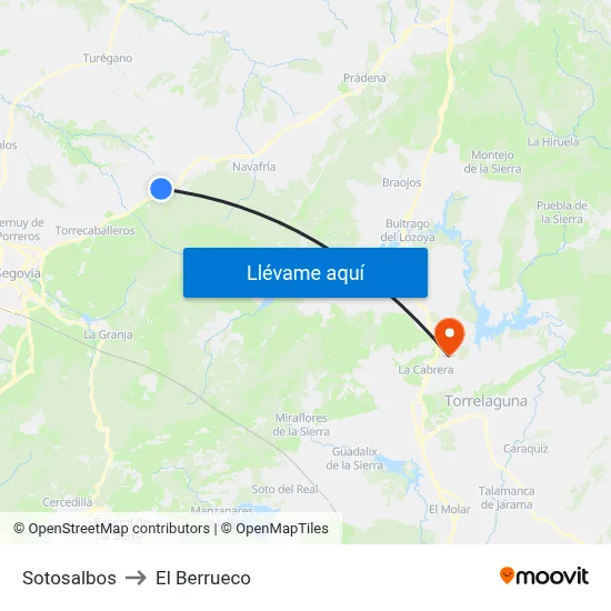 Sotosalbos to El Berrueco map
