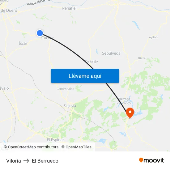 Viloria to El Berrueco map