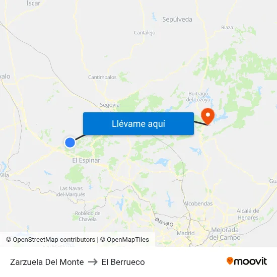 Zarzuela Del Monte to El Berrueco map