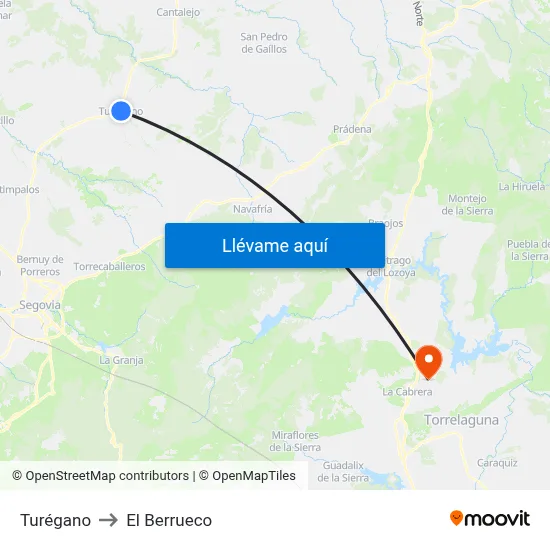Turégano to El Berrueco map