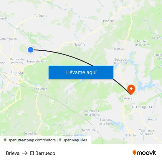 Brieva to El Berrueco map