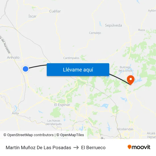 Martín Muñoz De Las Posadas to El Berrueco map