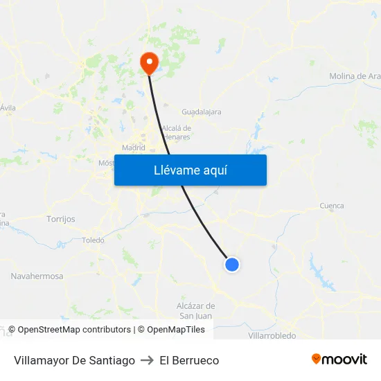 Villamayor De Santiago to El Berrueco map