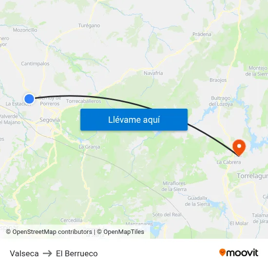 Valseca to El Berrueco map
