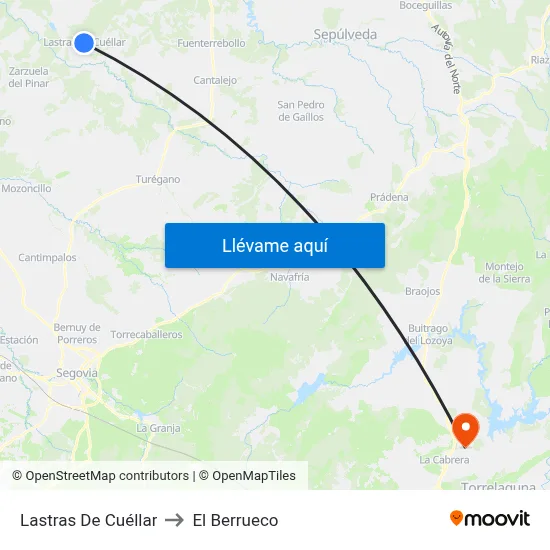 Lastras De Cuéllar to El Berrueco map