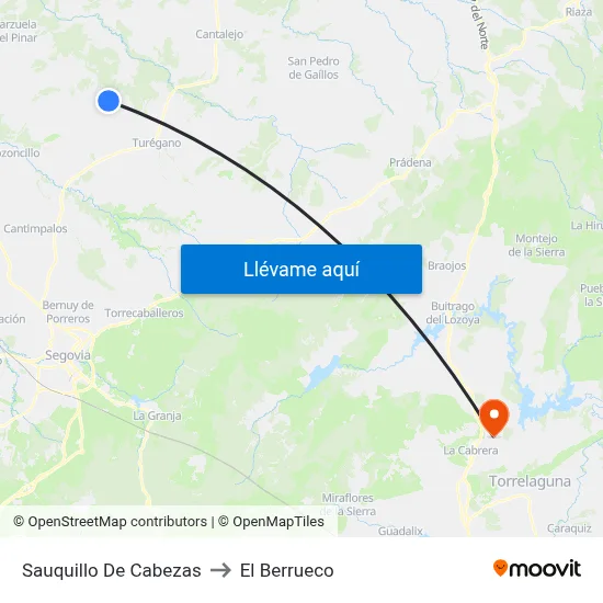 Sauquillo De Cabezas to El Berrueco map