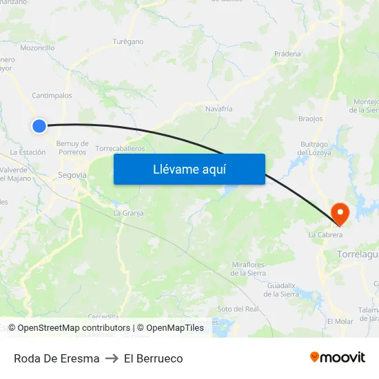 Roda De Eresma to El Berrueco map