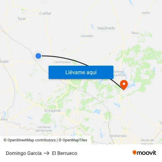 Domingo García to El Berrueco map