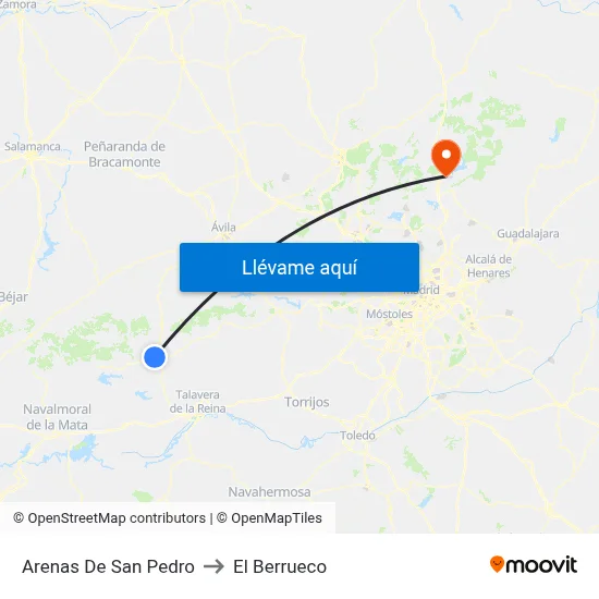 Arenas De San Pedro to El Berrueco map