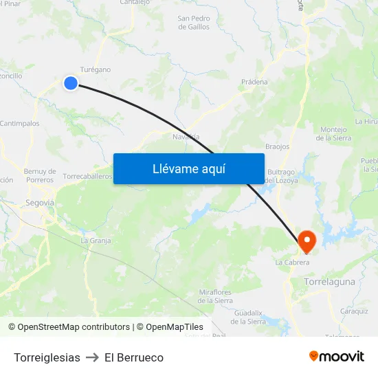 Torreiglesias to El Berrueco map