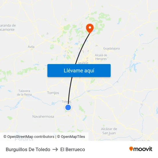 Burguillos De Toledo to El Berrueco map