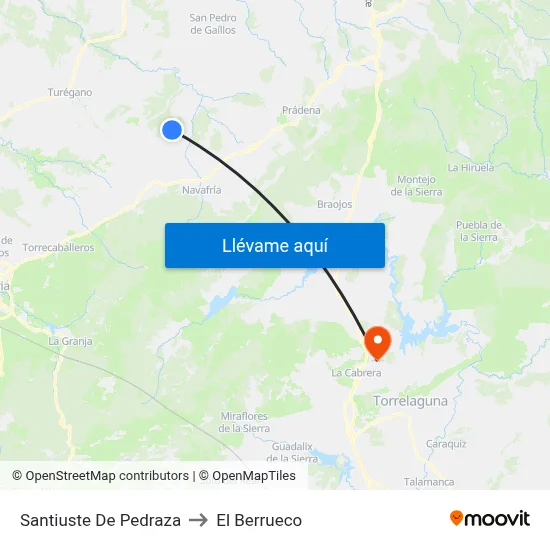 Santiuste De Pedraza to El Berrueco map