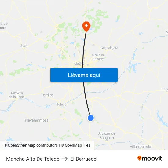 Mancha Alta De Toledo to El Berrueco map