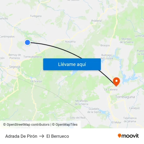 Adrada De Pirón to El Berrueco map
