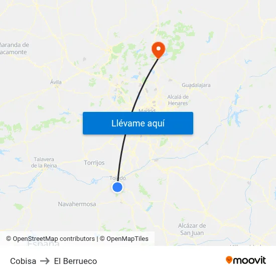 Cobisa to El Berrueco map