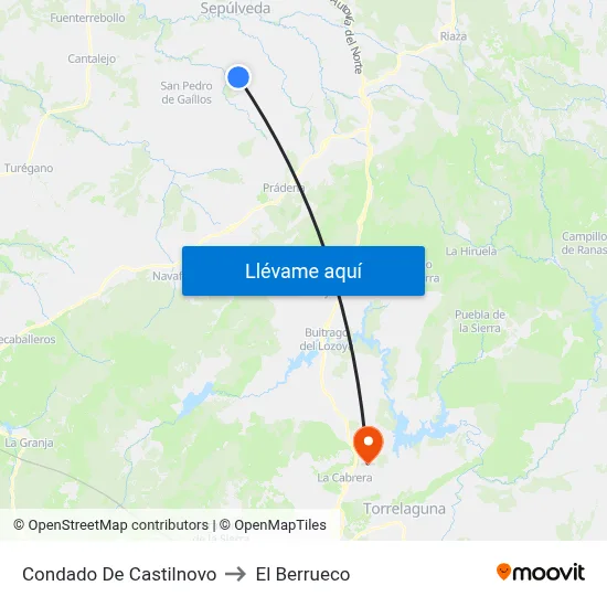 Condado De Castilnovo to El Berrueco map