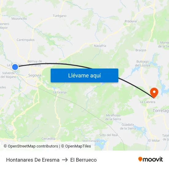 Hontanares De Eresma to El Berrueco map