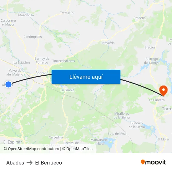 Abades to El Berrueco map