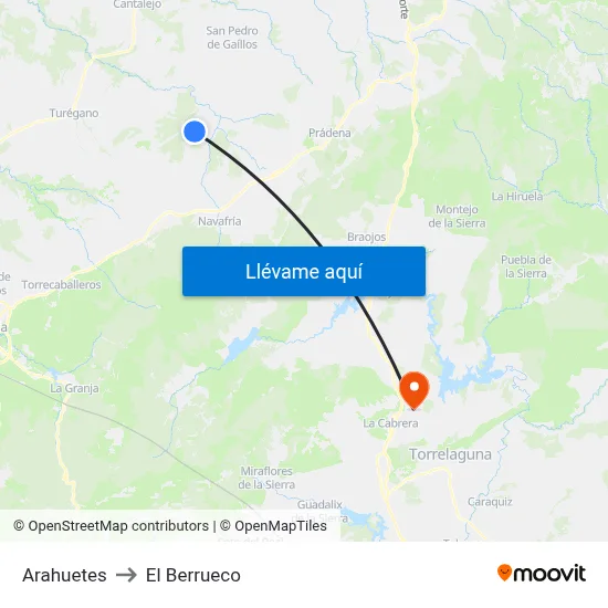 Arahuetes to El Berrueco map