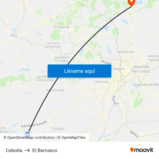 Cebolla to El Berrueco map