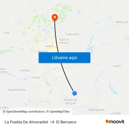 La Puebla De Almoradiel to El Berrueco map