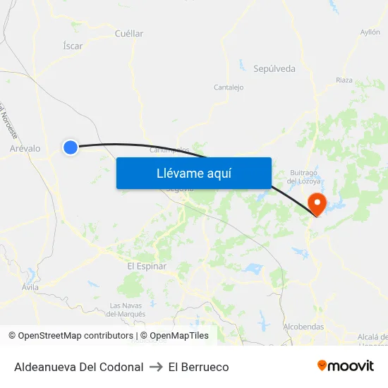 Aldeanueva Del Codonal to El Berrueco map