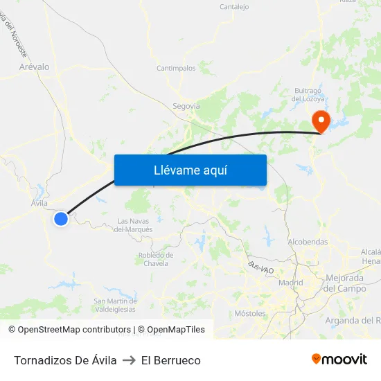 Tornadizos De Ávila to El Berrueco map