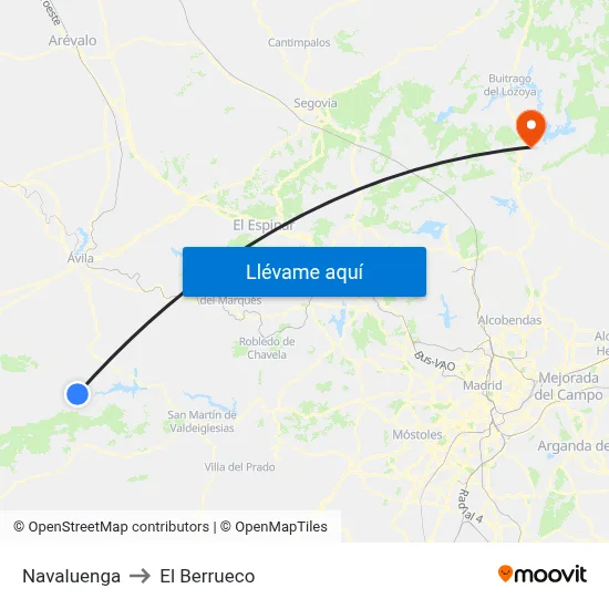 Navaluenga to El Berrueco map