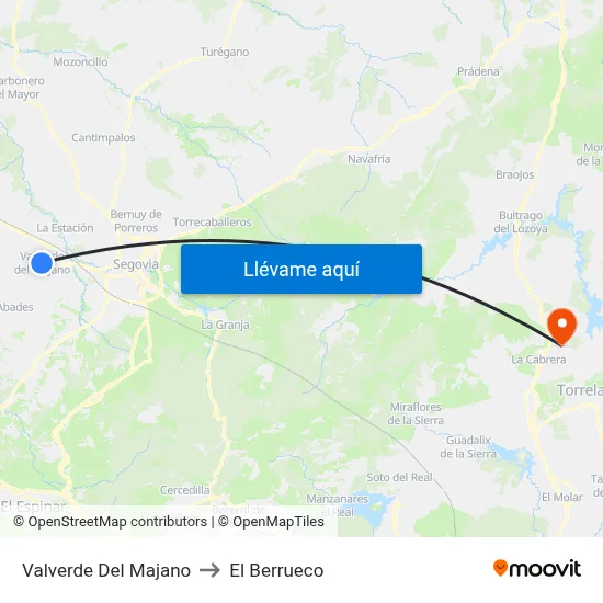 Valverde Del Majano to El Berrueco map