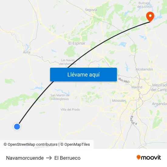 Navamorcuende to El Berrueco map