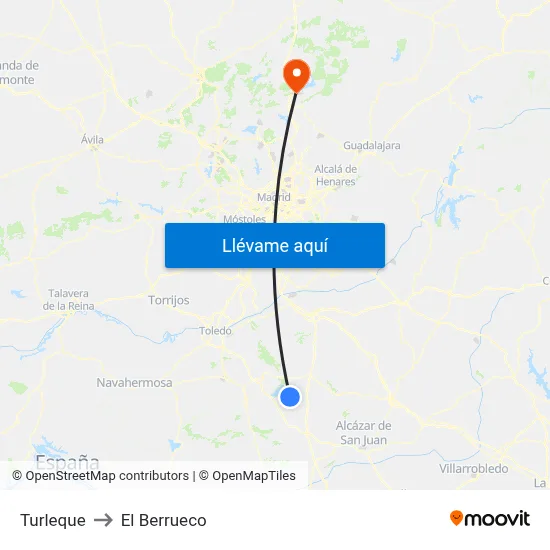 Turleque to El Berrueco map