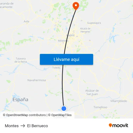 Montes to El Berrueco map