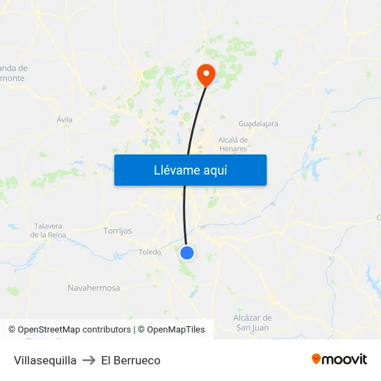 Villasequilla to El Berrueco map