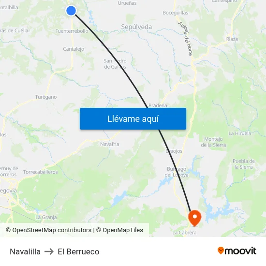 Navalilla to El Berrueco map