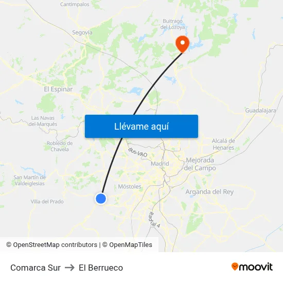 Comarca Sur to El Berrueco map