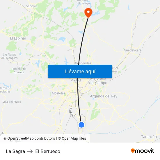 La Sagra to El Berrueco map