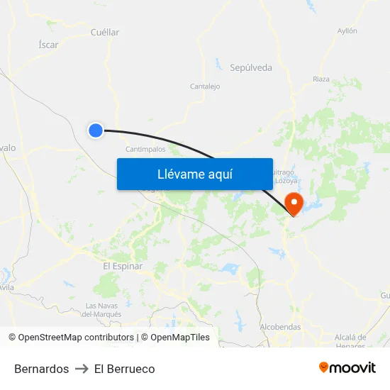 Bernardos to El Berrueco map