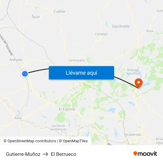 Gutierre-Muñoz to El Berrueco map