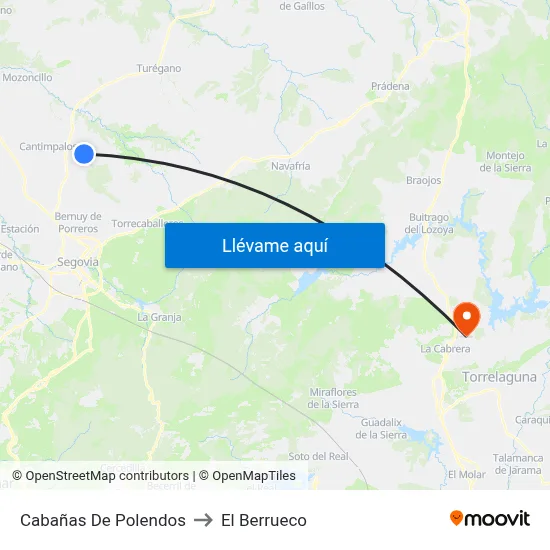Cabañas De Polendos to El Berrueco map