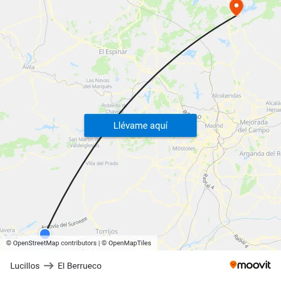 Lucillos to El Berrueco map