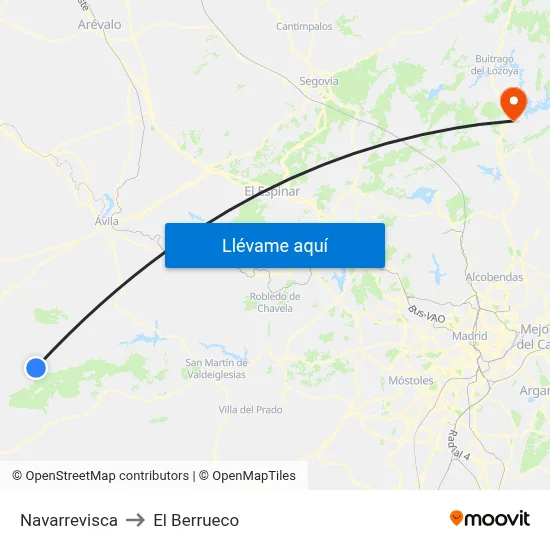 Navarrevisca to El Berrueco map