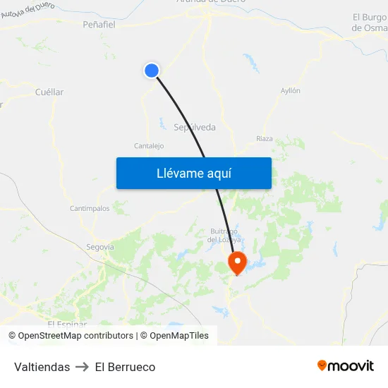 Valtiendas to El Berrueco map