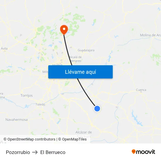 Pozorrubio to El Berrueco map
