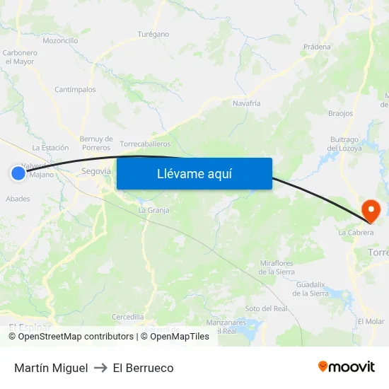 Martín Miguel to El Berrueco map