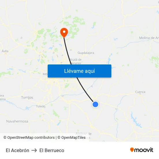 El Acebrón to El Berrueco map