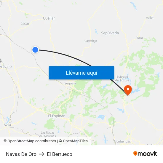 Navas De Oro to El Berrueco map