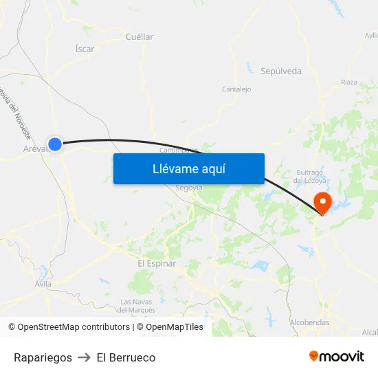 Rapariegos to El Berrueco map