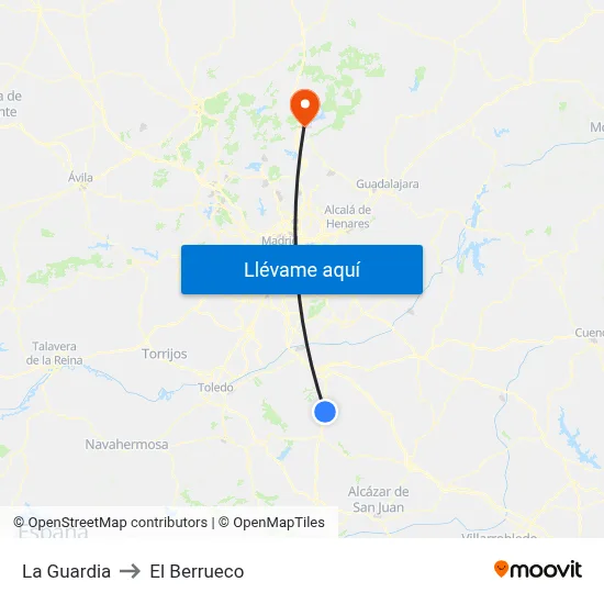 La Guardia to El Berrueco map