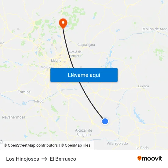 Los Hinojosos to El Berrueco map
