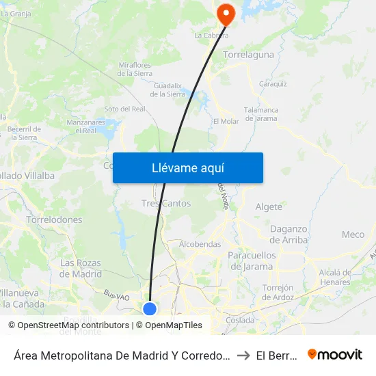 Área Metropolitana De Madrid Y Corredor Del Henares to El Berrueco map